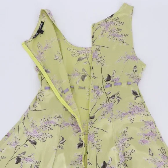 SOLD - Vintage Betsey Johnson Green & Purple Ribbon Floral Mini Dress - Picture 8 of 10